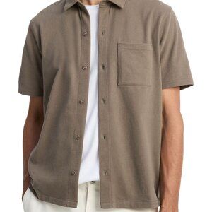 Vince Sueded Jersey Short Sleeve Button-Up Shirt - Men's Large